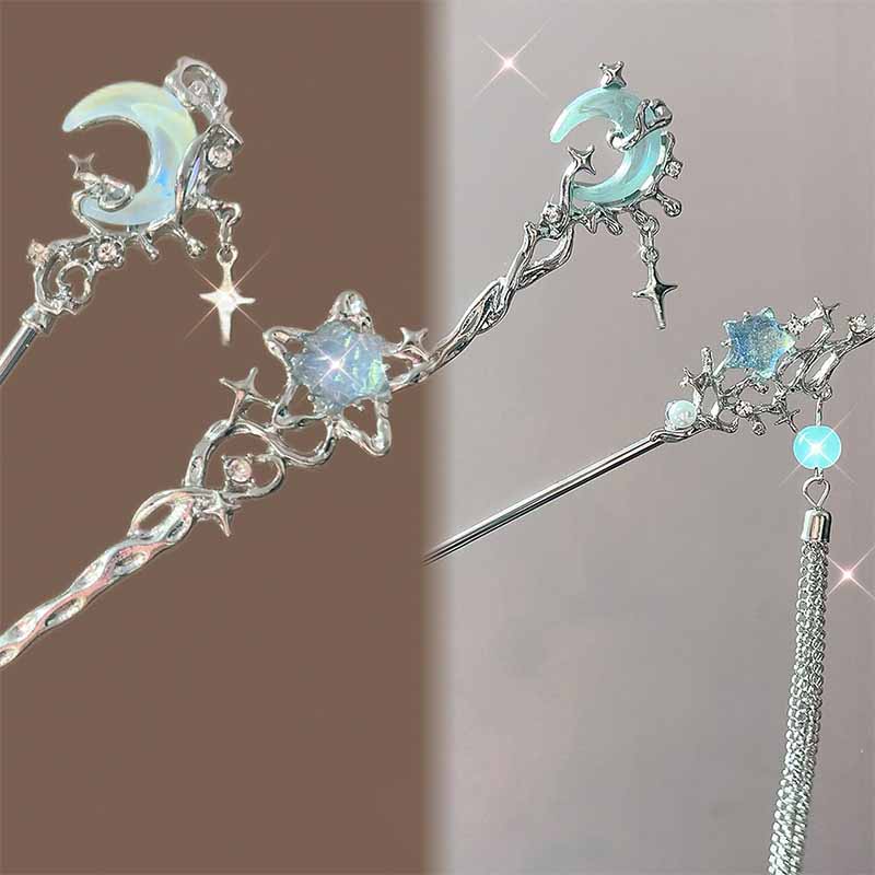 Moonstone Star Moon Hair Stick - Shop Jewelry & Watches Near Me 리뷰 및 가격