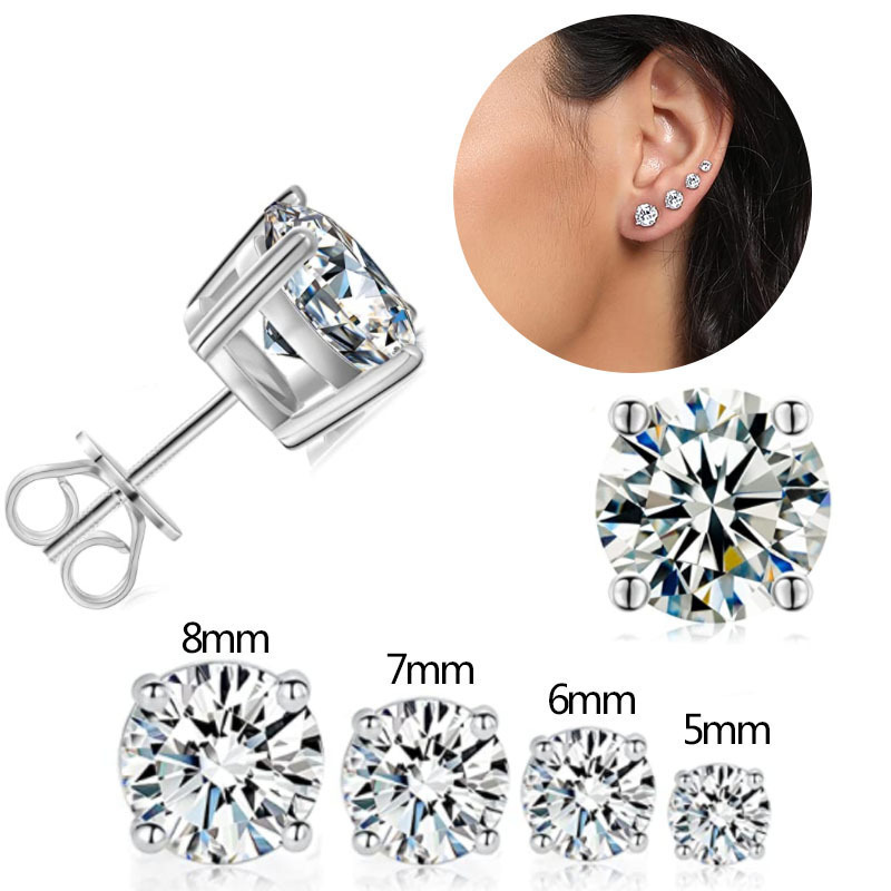 Fashion Four-Prong Round Zirco - Diamond Stud Earrings 리뷰 및 가격