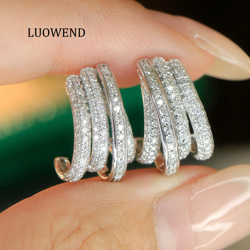 LUOWEND 100% 18K White Gold Ea - Diamond Stud Earrings 리뷰 및 가격
