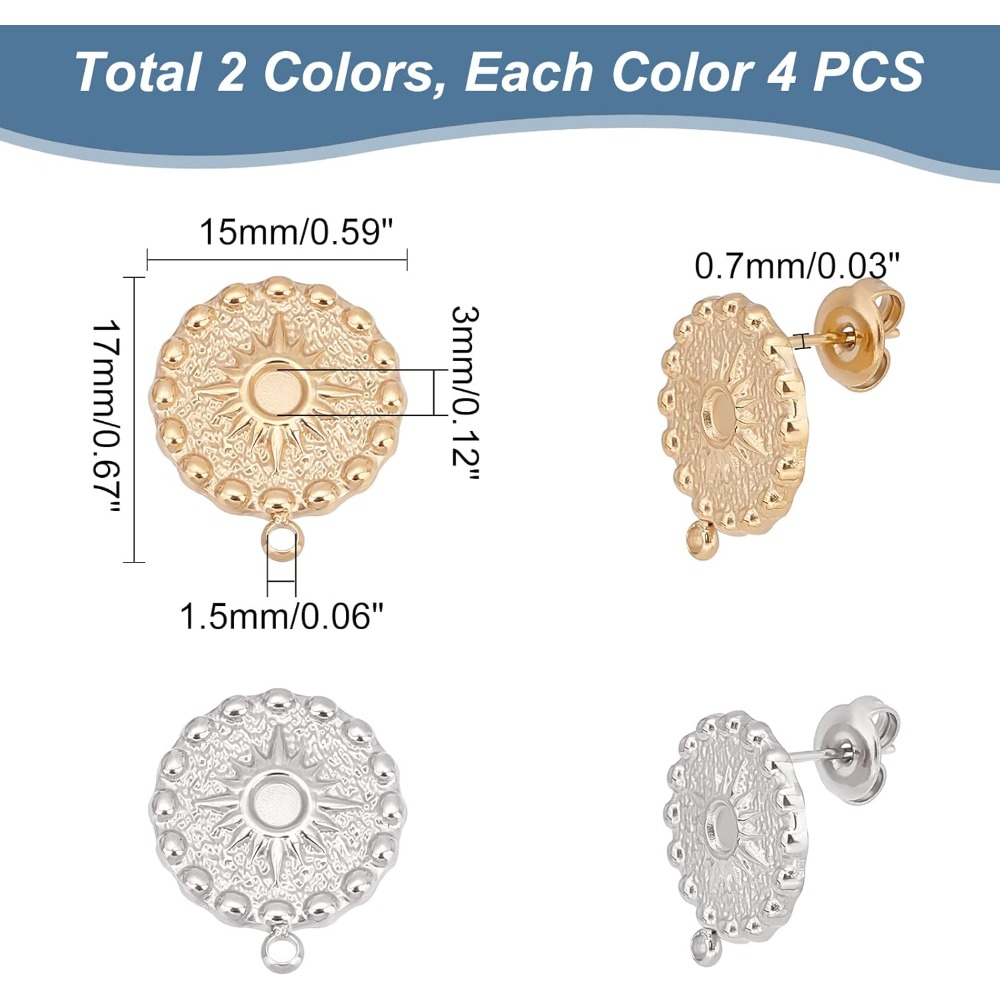 4 Pairs 2 Colors Sun Stud Earr - Diamond Stud Earrings 리뷰 및 가격