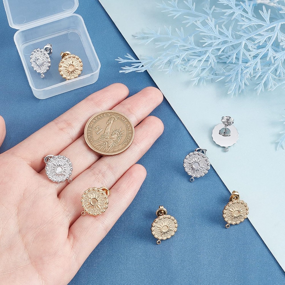 4 Pairs 2 Colors Sun Stud Earr - Diamond Stud Earrings 리뷰 및 가격