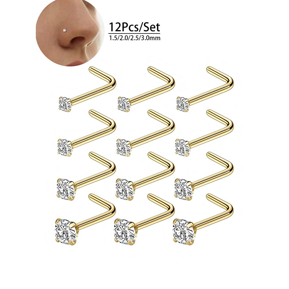 12-Piece Full Set 316L Hypoall - Diamond Stud Earrings 리뷰 및 가격